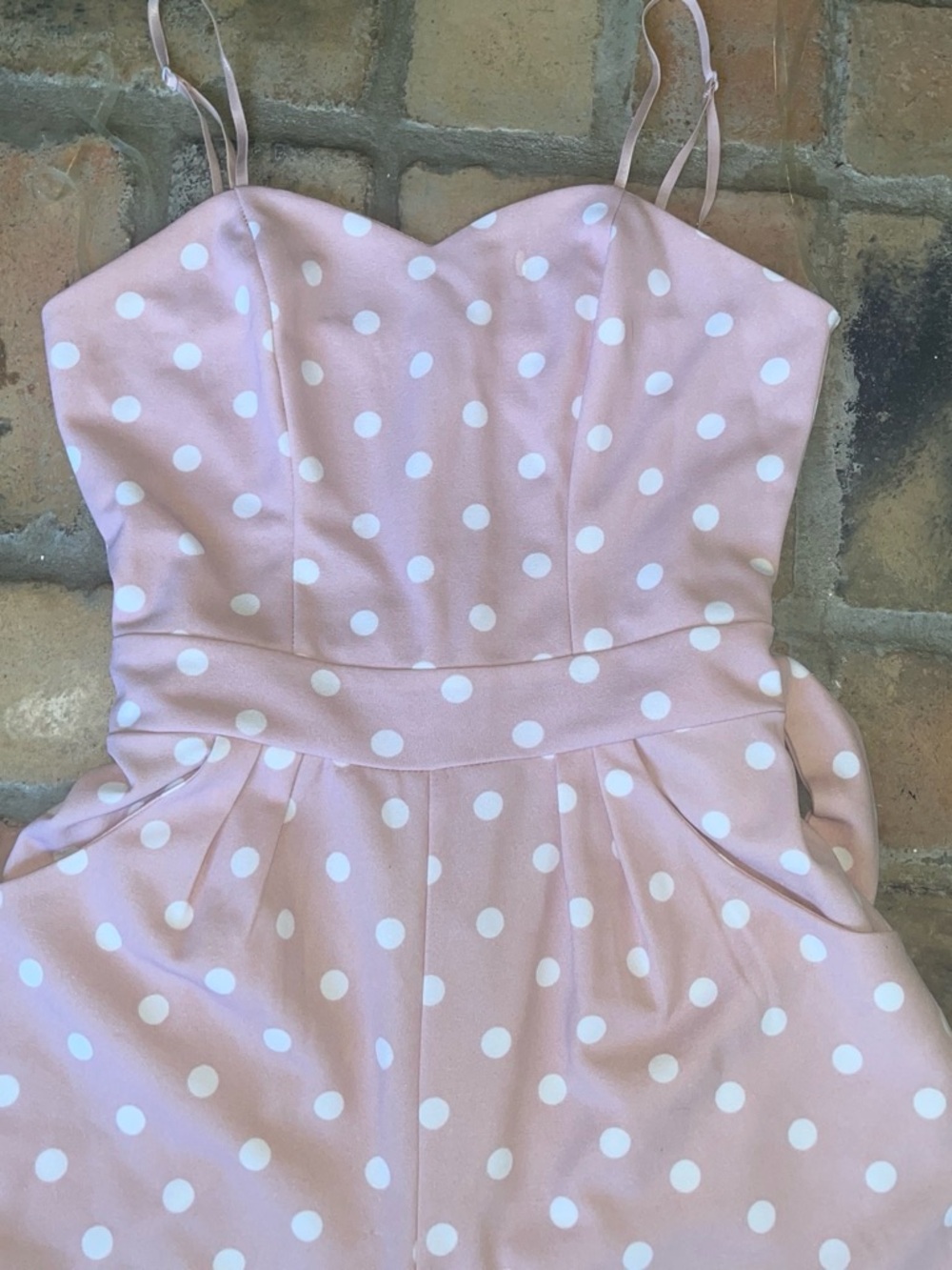 Girls Pink Polka Dot Spaghetti-Strap Jumper